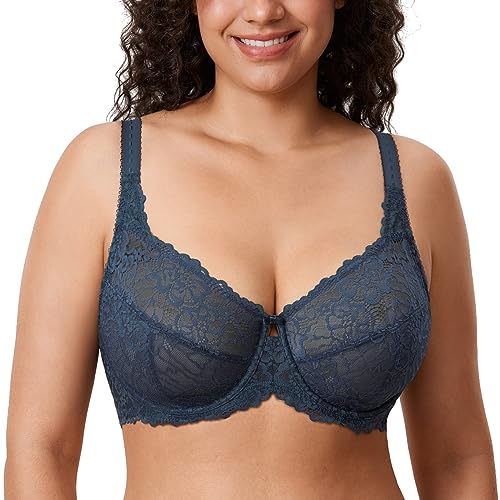DELIMIRA Damen Minimizer BH Große Größen ohne Polster Vollschalen mit Spitze Sargasso 85C von DELIMIRA