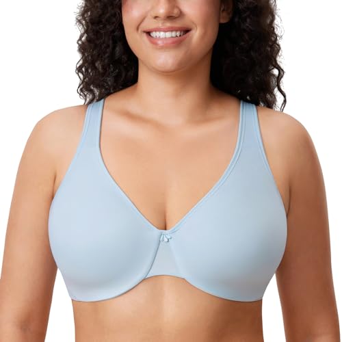 DELIMIRA Damen Minimizer BH mit Bügel Comfy Tshirt BHS Große Brüste Bequem Ungefüttert Baby Blau 100D von DELIMIRA