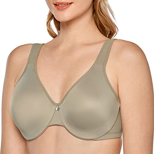 DELIMIRA Damen Minimizer BH mit Bügel Comfy Tshirt BHS Große Brüste Bequem Ungefüttert Chinchilla 90D von DELIMIRA