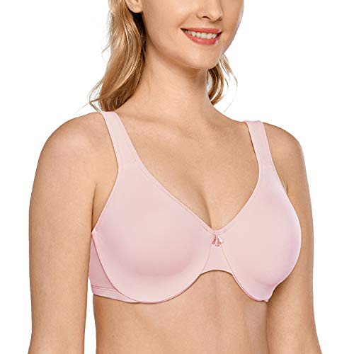 DELIMIRA Damen Minimizer BH mit Bügel Comfy Tshirt BHS Große Brüste Bequem Ungefüttert Nacktes Rosa 75D von DELIMIRA