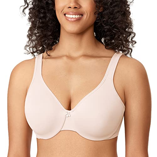 DELIMIRA Damen Minimizer BH mit Bügel Comfy Tshirt BHS Große Brüste Bequem Ungefüttert Rose White 80C von DELIMIRA