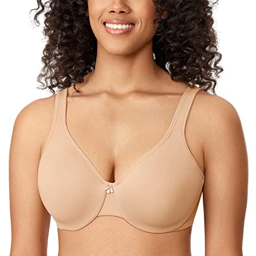 DELIMIRA Damen Minimizer BH mit Bügel Große Brüste Starker Halt Seamless Tshirt BHS Soft Taupe-Tan 90C von DELIMIRA