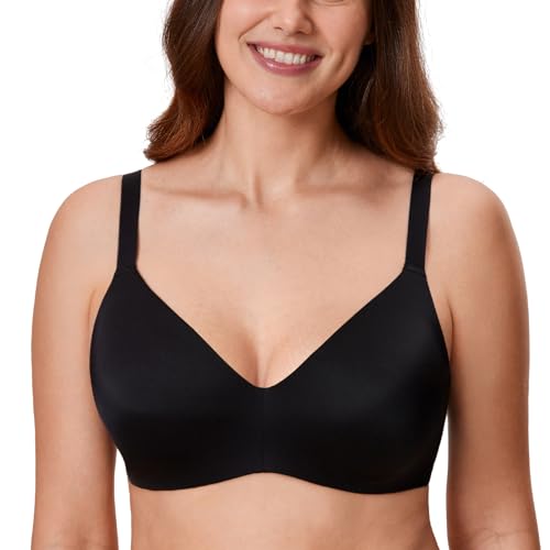 DELIMIRA Damen Minimizer BH mit Bügel Tshirt BHS Grosse Grössen Vollschalen Ungepolstert Schwarz 75B von DELIMIRA