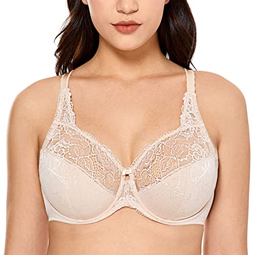 DELIMIRA Damen Minimizer BH ohne Einlagen mit Spitze mit Bügel Große Größen Beige 110D von DELIMIRA