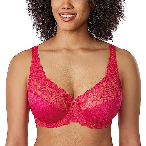 DELIMIRA Damen Minimizer BH ohne Einlagen mit Spitze mit Bügel Große Größen Helle Rose 95E von DELIMIRA