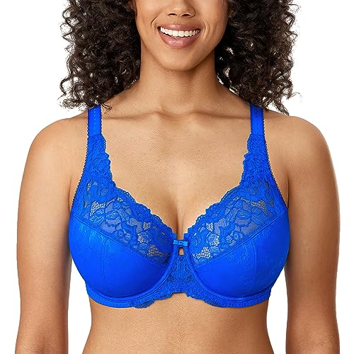 DELIMIRA Damen Minimizer BH ohne Einlagen mit Spitze mit Bügel Große Größen Himmelblau 80D von DELIMIRA