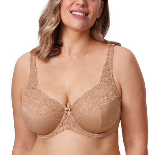 DELIMIRA Damen Minimizer BH ohne Einlagen mit Spitze mit Bügel Große Größen Kaum Buff 80D von DELIMIRA