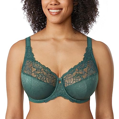 DELIMIRA Damen Minimizer BH ohne Einlagen mit Spitze mit Bügel Große Größen Mitternachtssmaragd 110G von DELIMIRA