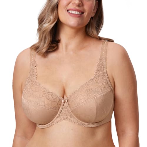 DELIMIRA Damen Minimizer BH ohne Einlagen mit Spitze mit Bügel Große Größen Natürlich 75F von DELIMIRA