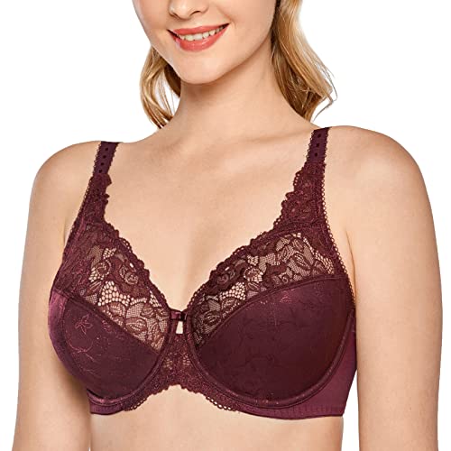 DELIMIRA Damen Minimizer BH ohne Einlagen mit Spitze mit Bügel Große Größen Zinnober 75J von DELIMIRA