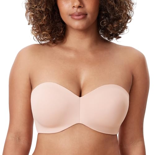 DELIMIRA Damen Minimizer Trägerloser BH mit Bügel ohne Polster ohne Geformte Cups Aprikosenrosa 80E von DELIMIRA