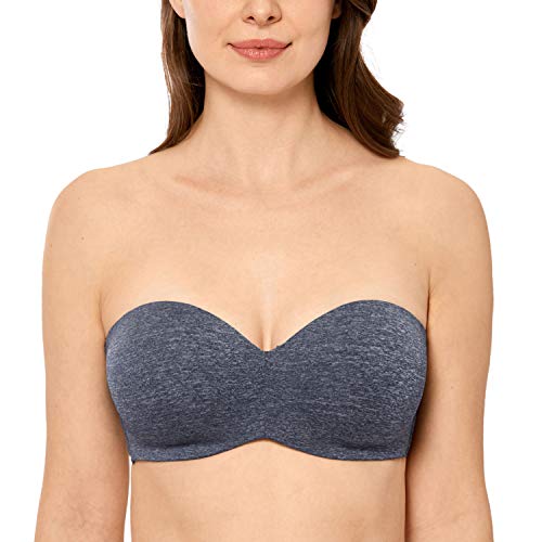 DELIMIRA Damen Minimizer Trägerloser BH mit Bügel Große Größen Dirndl Bandeau BH ohne Polster Blaue Heide 75E von DELIMIRA