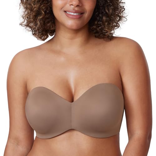 DELIMIRA Damen Minimizer Trägerloser BH mit Bügel Große Größen Dirndl Bandeau BH ohne Polster Braun Lila 85B von DELIMIRA