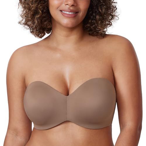 DELIMIRA Damen Minimizer Trägerloser BH mit Bügel ohne Polster ohne Geformte Cups Braun Lila 90C von DELIMIRA