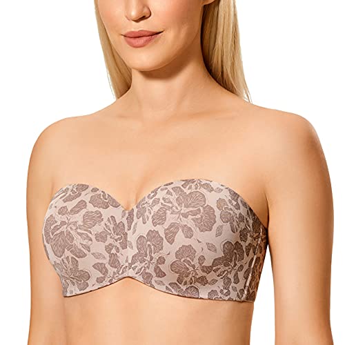 DELIMIRA Damen Minimizer Trägerloser BH mit Bügel ohne Polster ohne Geformte Cups Brauner Hibiskus 80C von DELIMIRA