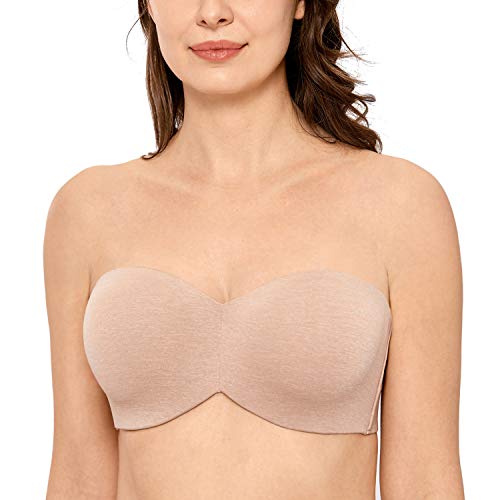 DELIMIRA Damen Minimizer Trägerloser BH mit Bügel Große Größen Dirndl Bandeau BH ohne Polster Haferflockenheide 70F von DELIMIRA