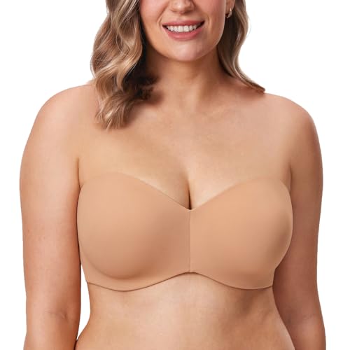 DELIMIRA Damen Minimizer Trägerloser BH mit Bügel Große Größen Dirndl Bandeau BH ohne Polster Kaum Buff 85C von DELIMIRA