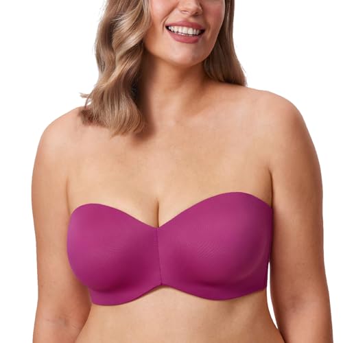 DELIMIRA Damen Minimizer Trägerloser BH mit Bügel ohne Polster ohne Geformte Cups Magenta Violett 95C von DELIMIRA