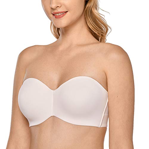 DELIMIRA Damen Minimizer Trägerloser BH mit Bügel Große Größen Dirndl Bandeau BH ohne Polster Rose White 85F von DELIMIRA