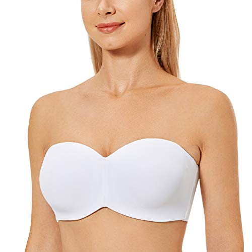 DELIMIRA Damen Minimizer Trägerloser BH mit Bügel Große Größen Dirndl Bandeau BH ohne Polster Weiss 80B von DELIMIRA