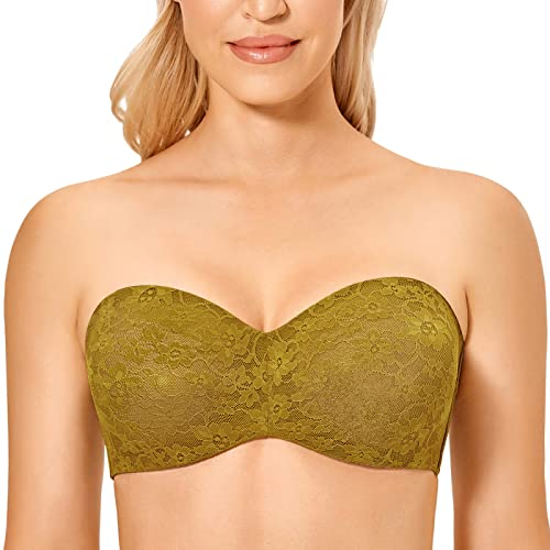 DELIMIRA Damen Minimizer Trägerloser Bügel BH Große Größen mit Spitze Kaffeelikör 70B von DELIMIRA