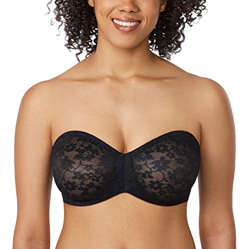 DELIMIRA Damen Minimizer Trägerloser Bügel BH Große Größen mit Spitze Schwarz 75B von DELIMIRA