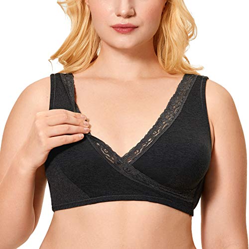 DELIMIRA Damen Still BH - Ohne Bügel, Schlaf, Große Größen Schwangerschaft-BH Baumwolle Dark Heather 110G/H von DELIMIRA