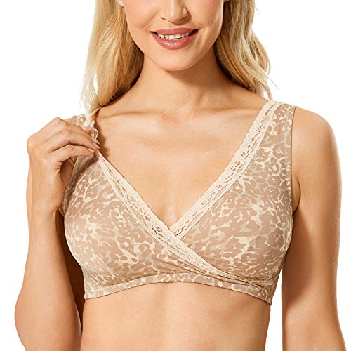 DELIMIRA Damen Still BH - Ohne Bügel, Schlaf, Große Größen Schwangerschaft-BH Beiger Wolkenleopard 75G/H von DELIMIRA