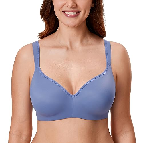 DELIMIRA Damen T-Shirt BH mit Bügel Nahtloser Große Größen Gepolstert Persisches Blau 80E von DELIMIRA