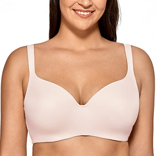 DELIMIRA Damen T-Shirt BH mit Bügel Nahtloser Große Größen Gepolstert Rose White 100G von DELIMIRA