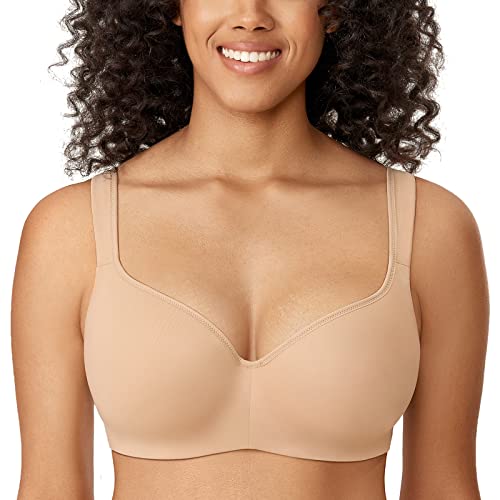 DELIMIRA Damen T-Shirt BH mit Bügel Nahtloser Große Größen Gepolstert Taupe-Tan 90C von DELIMIRA