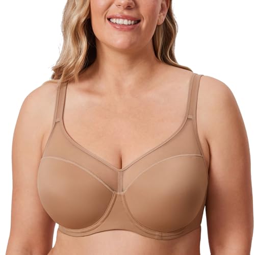 DELIMIRA Damen T Shirt BH mit Bügel Vollschalen Nahtlose BH Große Größen Gepolstert Kiesbeige 95C von DELIMIRA