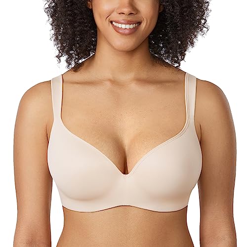 DELIMIRA Damen T Shirt Balconette BH mit Bügel Leicht Gepolstert Schalen BHS Grosse Grössen Beige 80D von DELIMIRA