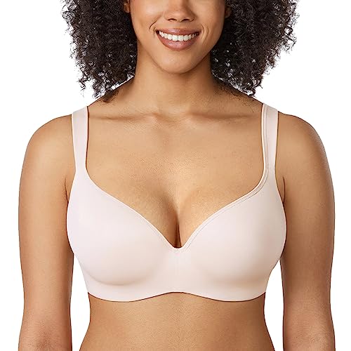 DELIMIRA Damen T Shirt Balconette BH mit Bügel Leicht Gepolstert Schalen BHS Grosse Grössen Rose White 75F von DELIMIRA