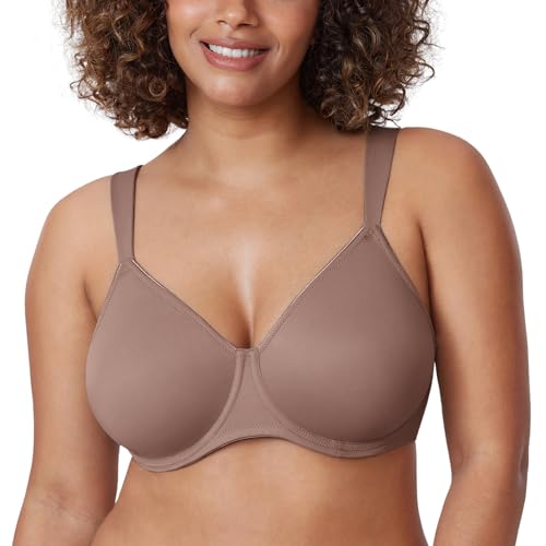 DELIMIRA Damen T-Shirt Minimizer BH mit Bügel Große Größen Ohne Gepolstert Braun Lila 100D von DELIMIRA