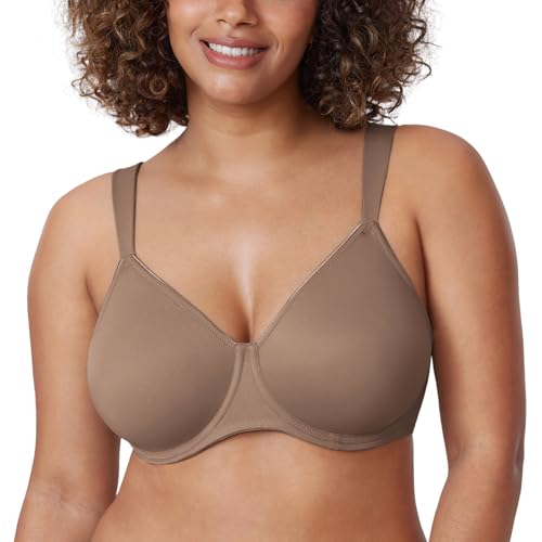 DELIMIRA Damen T-Shirt Minimizer BH mit Bügel Große Größen Ohne Gepolstert Braun Lila 100D von DELIMIRA