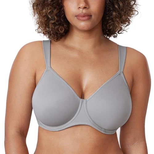 DELIMIRA Damen T-Shirt Minimizer BH mit Bügel Große Größen Ohne Gepolstert Quantengrau 85G von DELIMIRA