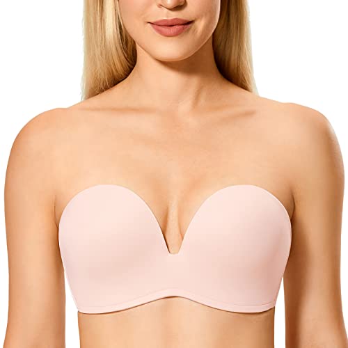 DELIMIRA Damen Trägerlos BH - Gemoldete Cups Push Up Büstenhalter Aprikosenrosa 70D von DELIMIRA