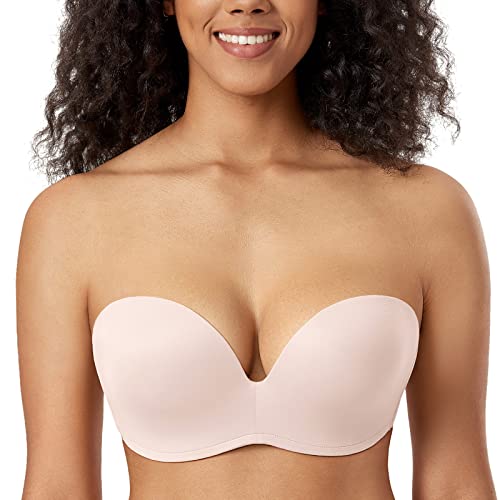 DELIMIRA Damen Trägerlos BH - Gemoldete Cups Push Up Büstenhalter Rose White 105D von DELIMIRA