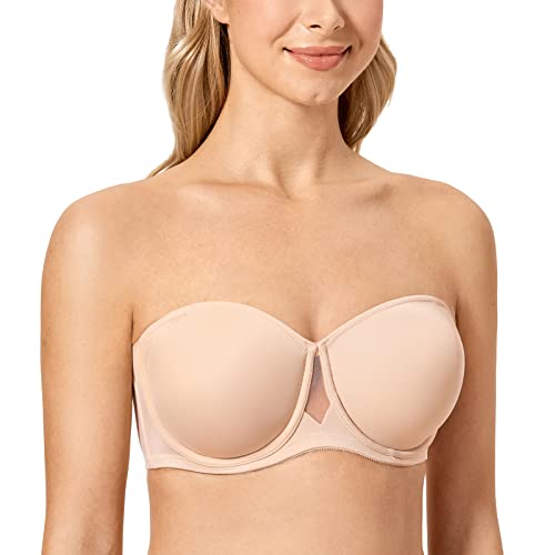 DELIMIRA Damen Trägerloser BH mit Bügel ungepolstert mit abnehmbaren Trägern Beige 75A von DELIMIRA