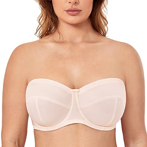 DELIMIRA Damen Trägerloser BH - Bügel,weichen Cups,abnehmbare Trägern Rose White 100C DELIMIRA Damen Trägerloser BH - Bügel,weichen Cups,abnehmbare Trägern Rose White 100C von DELIMIRA