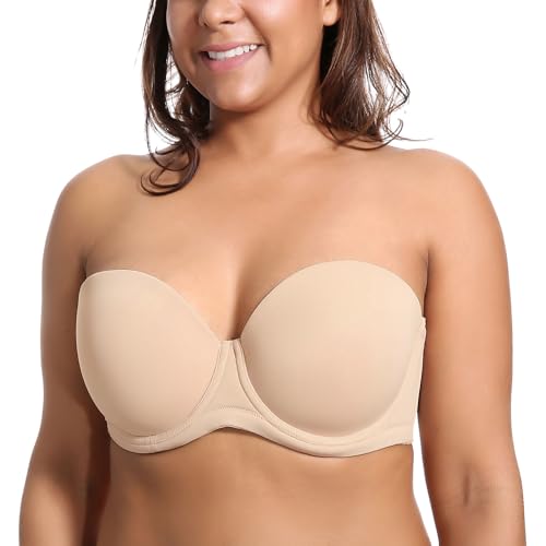 DELIMIRA Damen Trägerloser BH mit bügel Große Größen Seamless Dirndl BH mit Geformte Cups Beige 100C DELIMIRA Damen Trägerloser BH mit bügel Große Größen Seamless Dirndl BH mit Geformte Cups Beige 100C von DELIMIRA