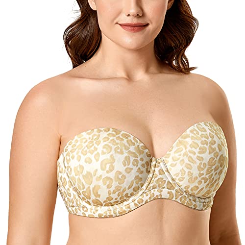 DELIMIRA Damen Trägerloser BH - Bügel BH mit geformte Cups Beige Panthera Unze 80F von DELIMIRA