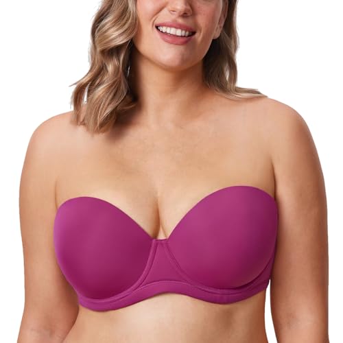 DELIMIRA Damen Trägerloser BH - Bügel BH mit geformte Cups Magenta Violett 100C von DELIMIRA