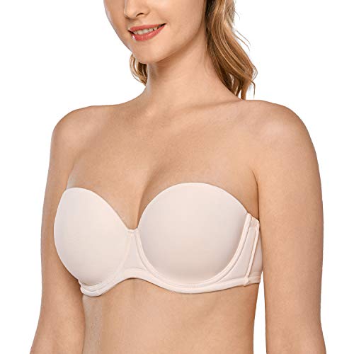 DELIMIRA Damen Trägerloser BH mit bügel Große Größen Seamless Dirndl BH mit Geformte Cups Rose White 80C DELIMIRA Damen Trägerloser BH mit bügel Große Größen Seamless Dirndl BH mit Geformte Cups Rose White 80C von DELIMIRA