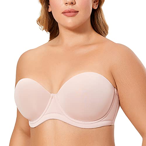 DELIMIRA Damen Trägerloser BH mit bügel Große Größen Seamless Dirndl BH mit Geformte Cups Rose rauchte 105C DELIMIRA Damen Trägerloser BH mit bügel Große Größen Seamless Dirndl BH mit Geformte Cups Rose rauchte 105C von DELIMIRA