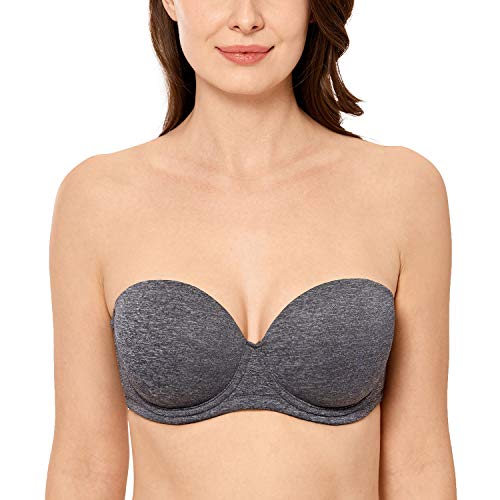 DELIMIRA Damen Trägerloser BH - Bügel BH mit geformte Cups Schwarzer Mergel 85G von DELIMIRA