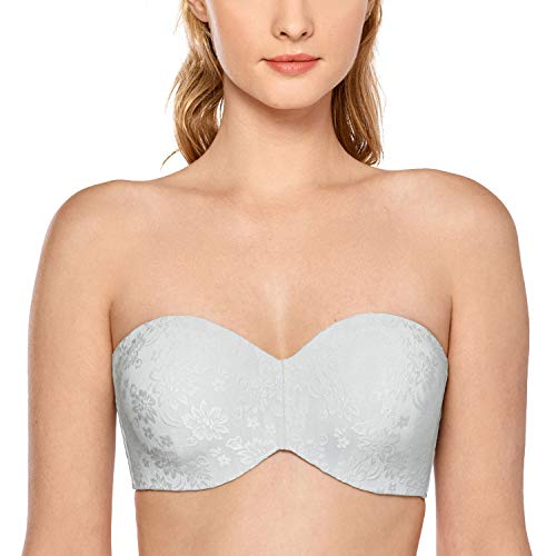 DELIMIRA Damen Trägerloser BH Jacquard mit Bügel ohne Einlagen Große Größen French Grey 75C von DELIMIRA