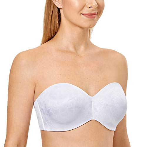 DELIMIRA Damen Trägerloser BH - Bügel BH ohne Geformte Cups Mini-Jacquard Weiss 85C DELIMIRA Damen Trägerloser BH - Bügel BH ohne Geformte Cups Mini-Jacquard Weiss 85C von DELIMIRA