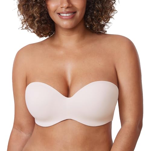 DELIMIRA Damen Trägerloser BH Große Brüste Bügel Tshirt BH mit Geformte Cups Multiway Rose White 80F von DELIMIRA